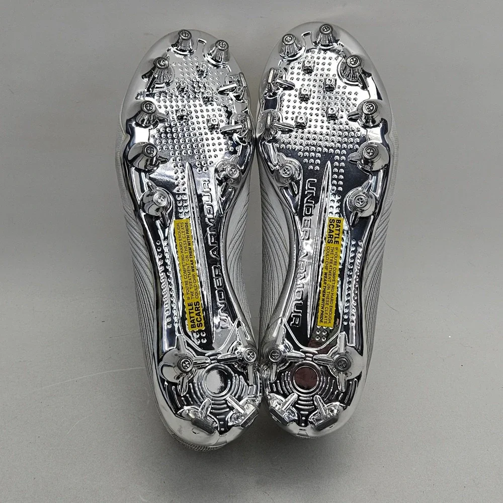 Under Armour Spotlight MC Mens 9 Football Cleats White Silver 3020675-100